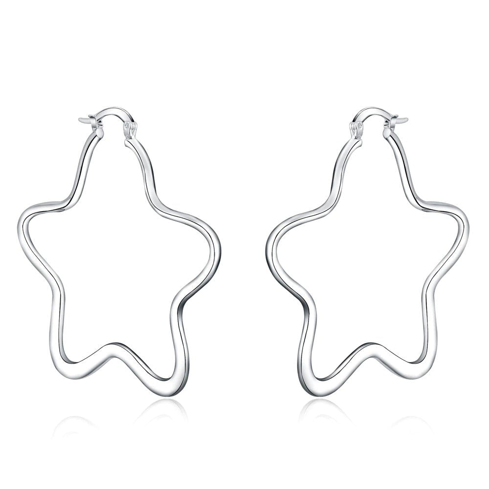 Avery Sterling silver star hoops - G x G Collective