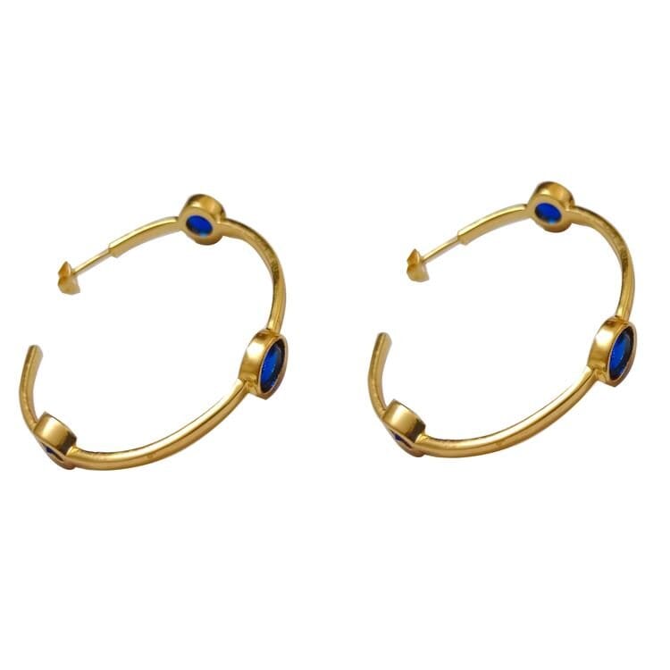 Lilianna Brass medium hoop Earrings - Avail in Sapphire - G x G Collective