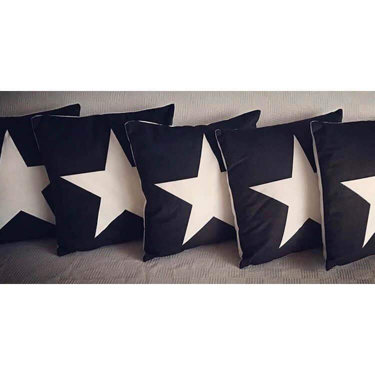 Charcoal Black Suedette Star Cushion Cover - G x G Collective