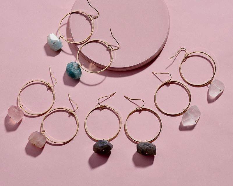Danielle Raw Quartz earrings (Pink, Clear, Dark Grey) - Back in stock - G x G Collective
