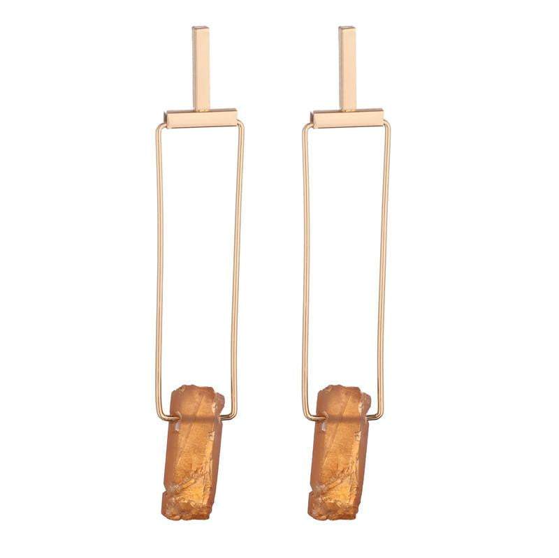 Diane Natural Stone Raw Quartz Earrings - Avail in Clear, Grey & Amber - G x G Collective