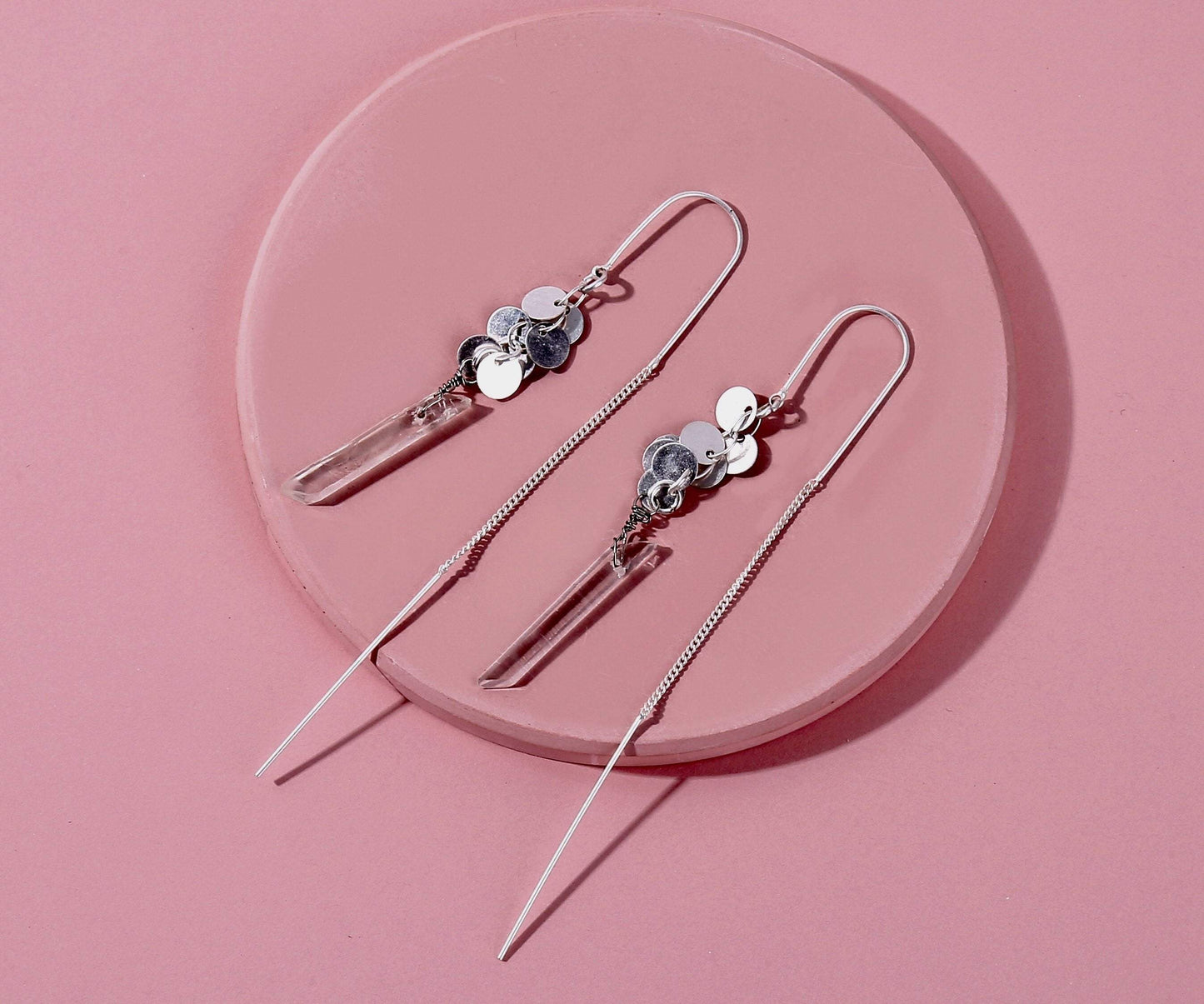 Donna Natural stone quartz Earrings - Avail in natural stone Clear and Grey - G x G Collective