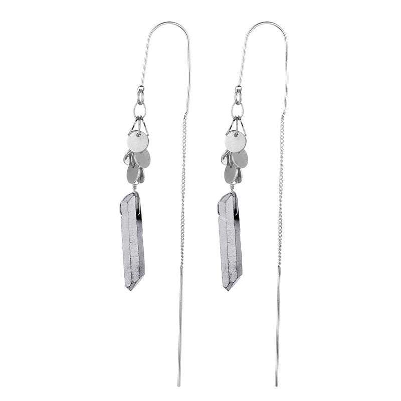 Donna Natural stone quartz Earrings - Avail in natural stone Clear and Grey - G x G Collective
