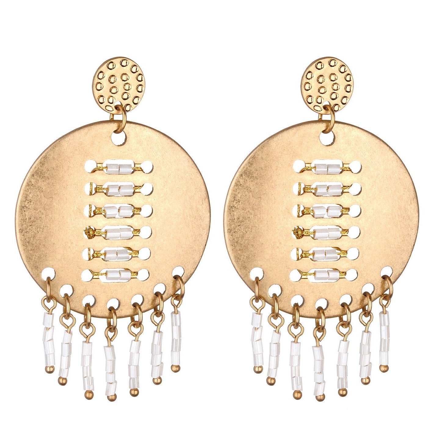Kara brushed metal Earrings Avail in White and Blue - G x G Collective