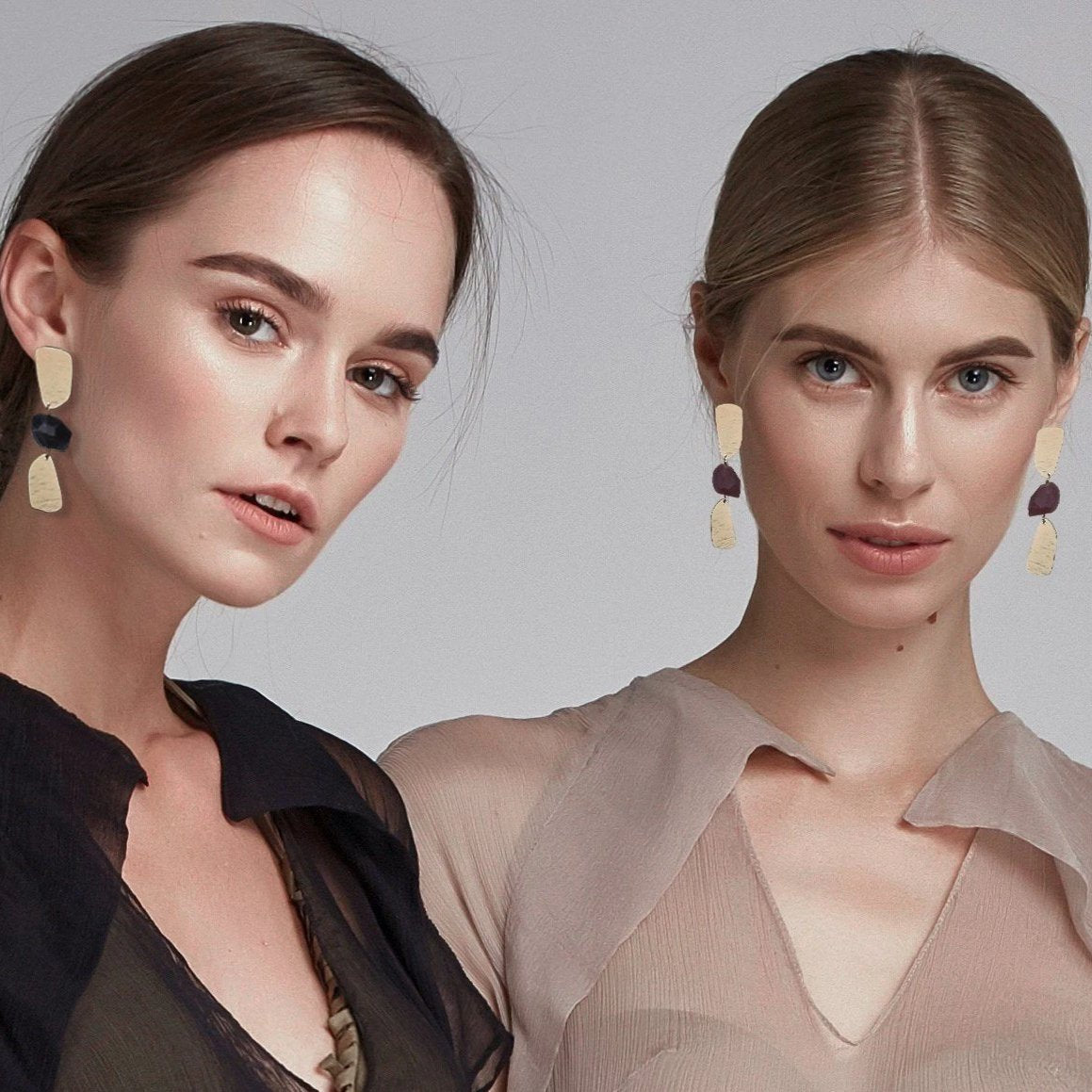 Maria Semi-precious natural stone statement earrings - 3 colours