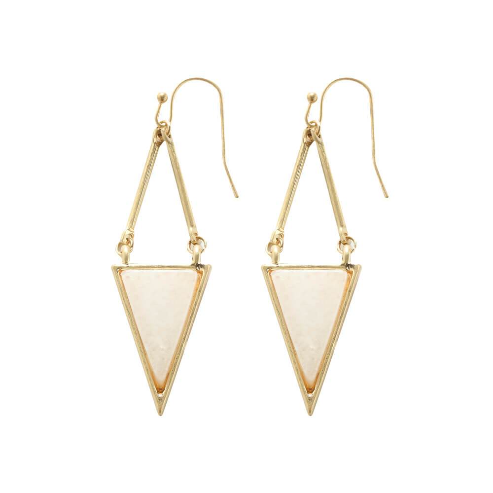 Mia Natural Stone Triangle Earrings - Lapis Lazuri, Rose Quartz & White Howlite - G x G Collective