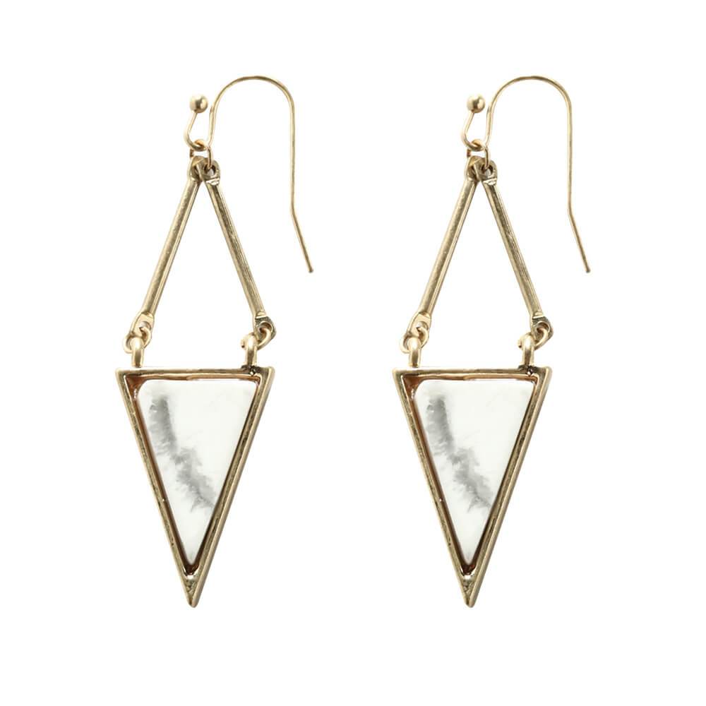Mia Natural Stone Triangle Earrings - Lapis Lazuri, Rose Quartz & White Howlite - G x G Collective