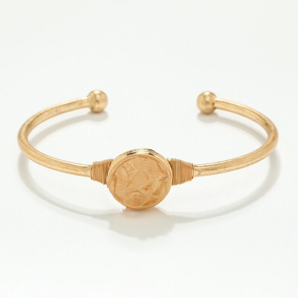 Patrice Brass Natural stone Bangle - Multiple colours