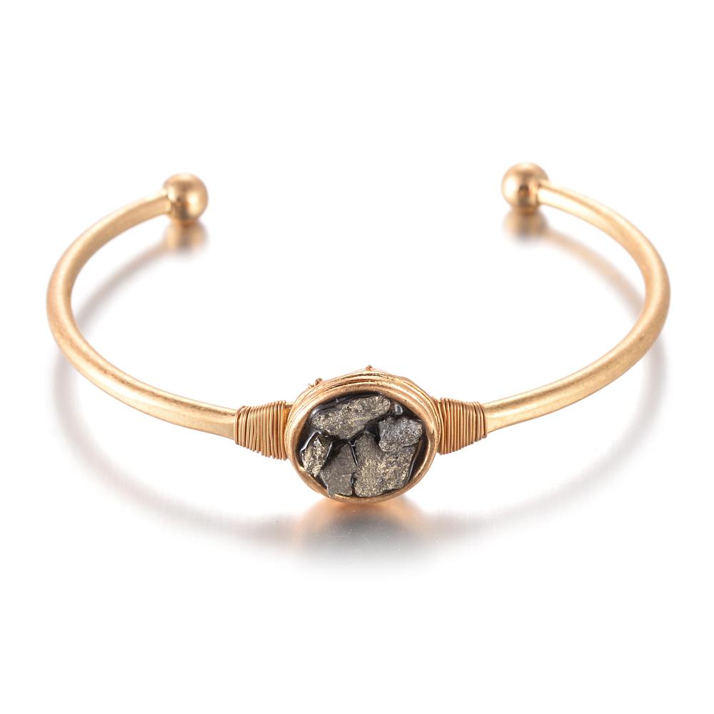 Patrice Brass Semi precious stone bangle