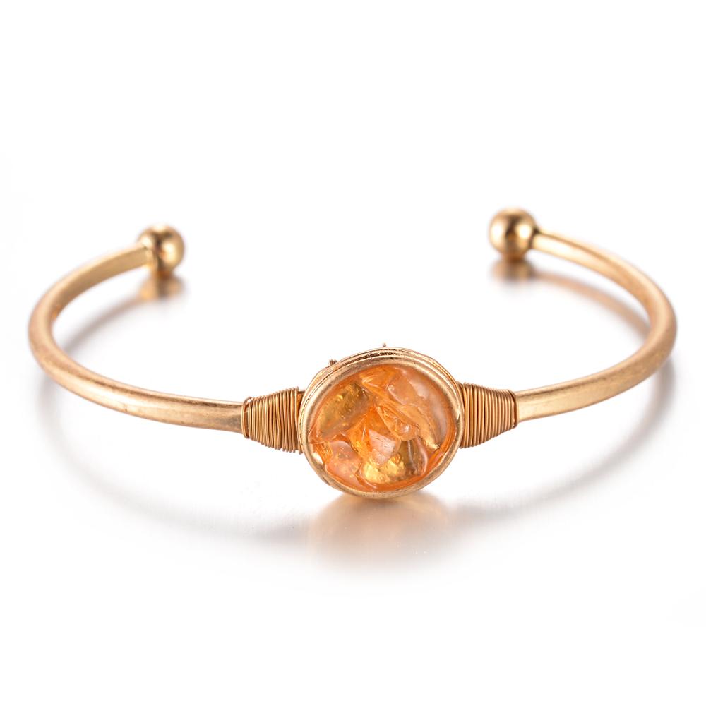 Patrice Brass Semi precious stone bangle
