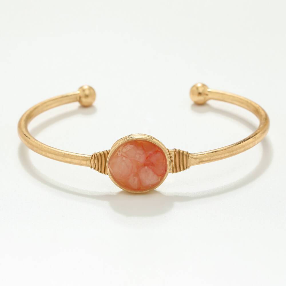 Patrice Brass Natural stone Bangle - Multiple colours
