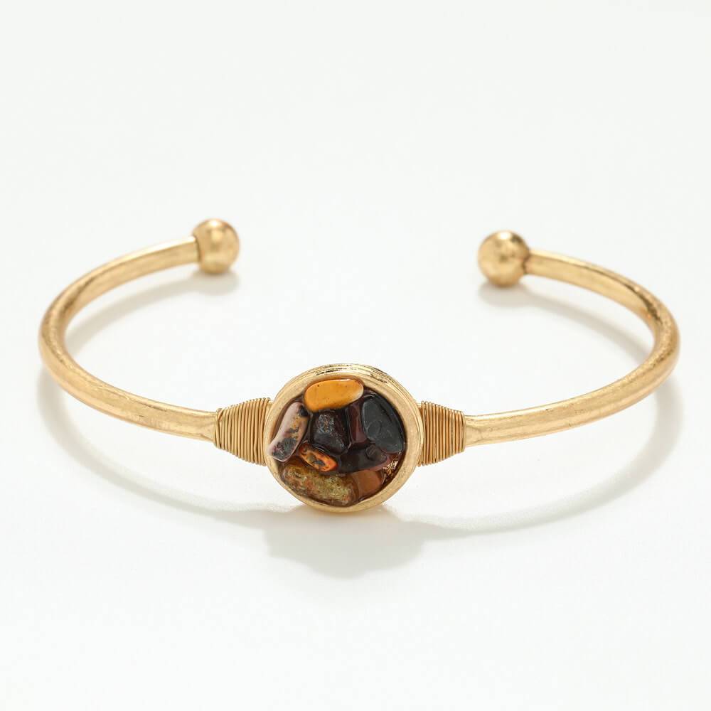 Patrice Brass Natural stone Bangle - Multiple colours