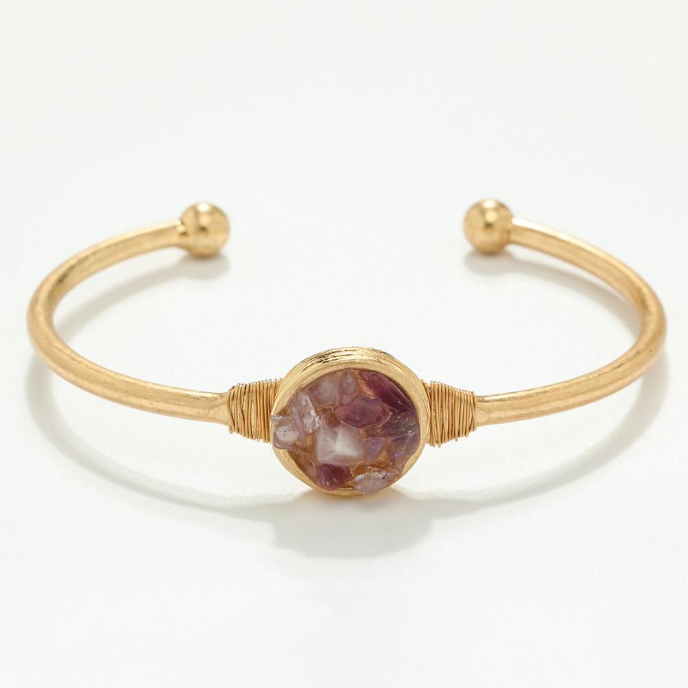 Patrice Brass Natural stone Bangle - Multiple colours