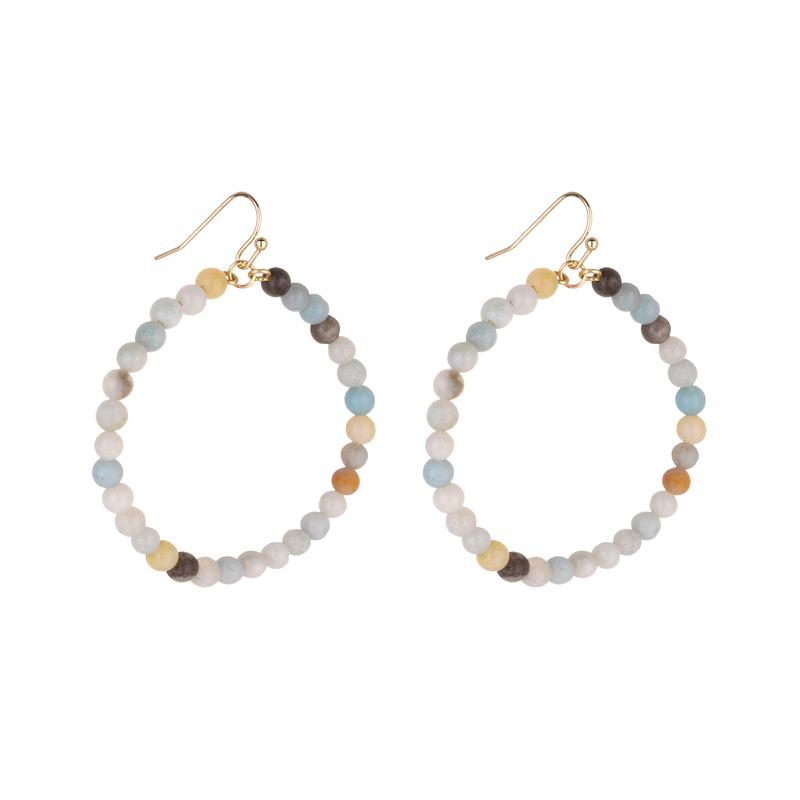 Shanny Medium Hoop Natural Stone Earrings - Avail in Amazonite and Rose Quartz