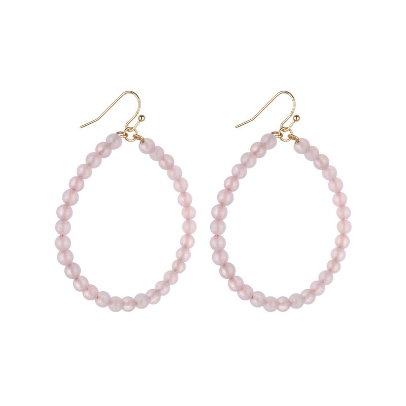 Shanny Medium Hoop Natural Stone Earrings - Avail in Amazonite and Rose Quartz