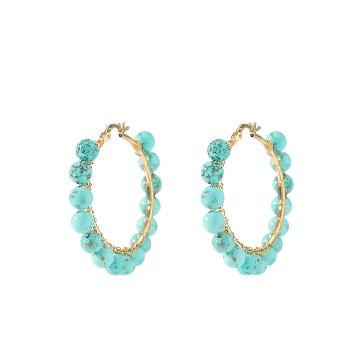 Aria Semi - precious stone earrings in Amazonite and Turquoise - G x G Collective
