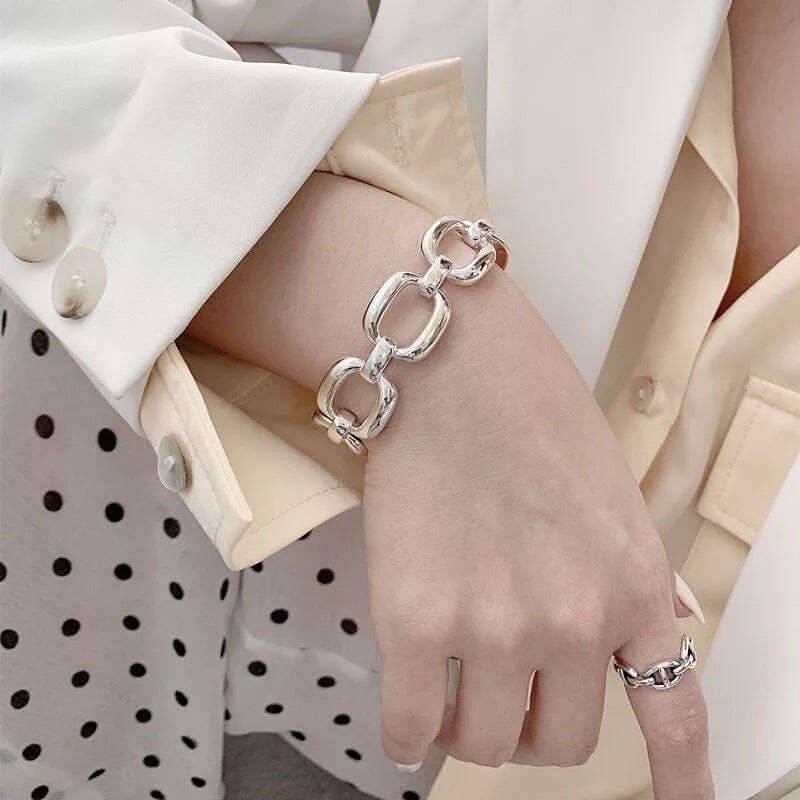 Bianca chunky sterling silver interlinking bracelet - G x G Collective