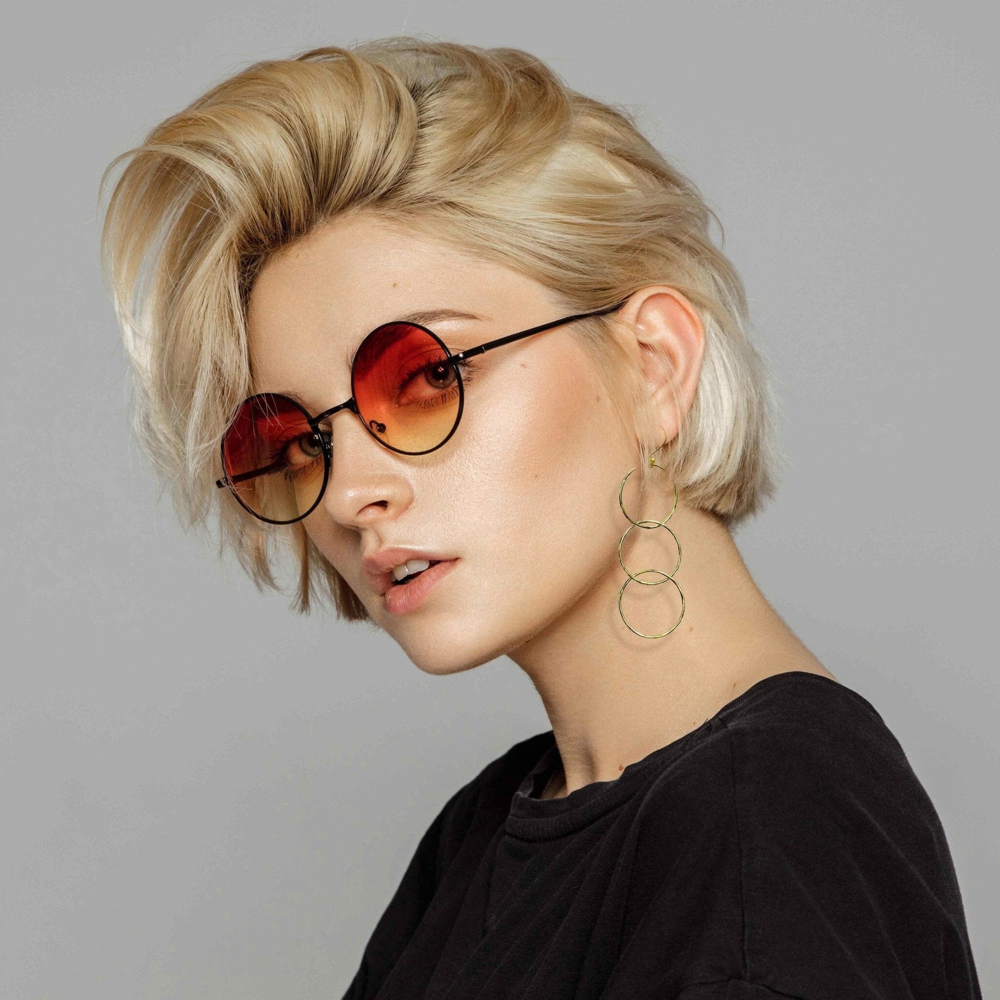 Leanne interlinking brass hammered Earrings - G x G Collective