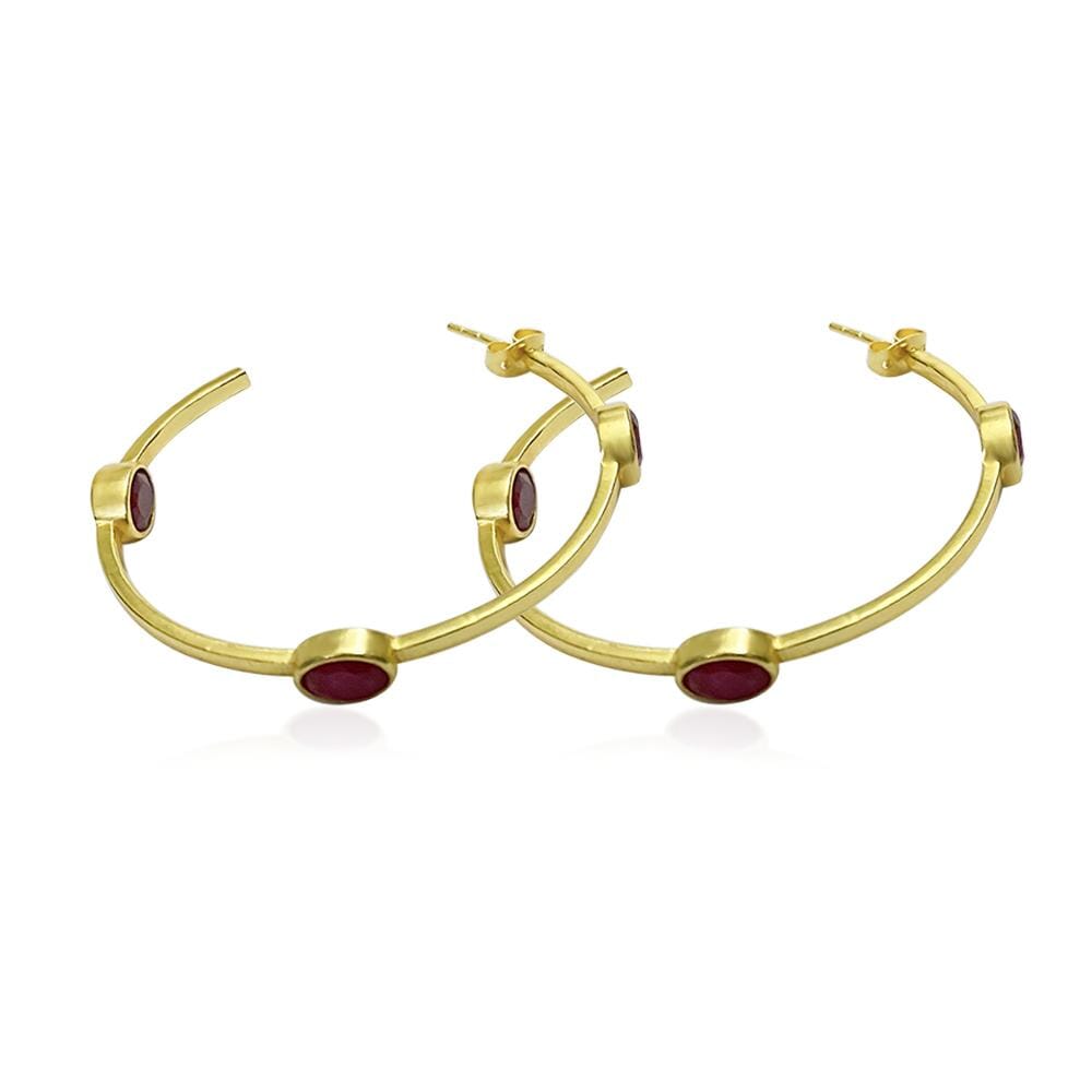 Lilianna Brass medium hoop Earrings - Avail in Sapphire - G x G Collective