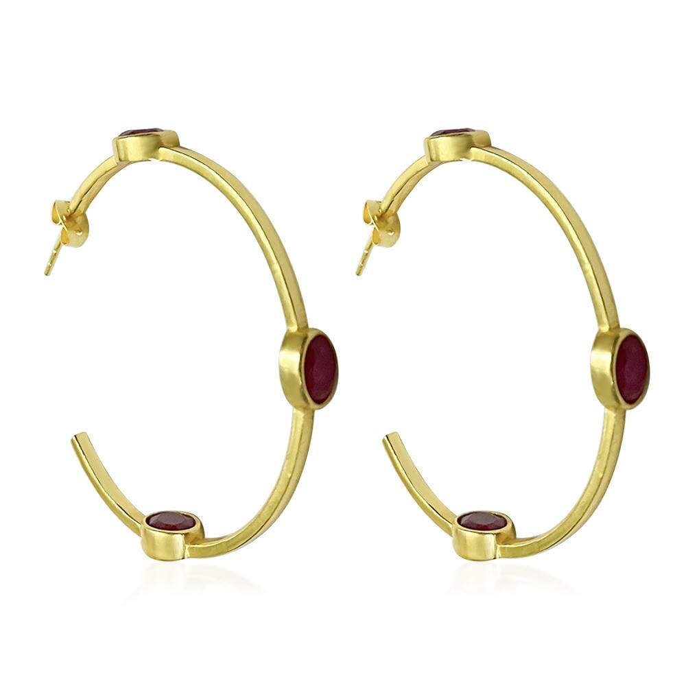 Lilianna Brass medium hoop Earrings - Avail in Sapphire - G x G Collective