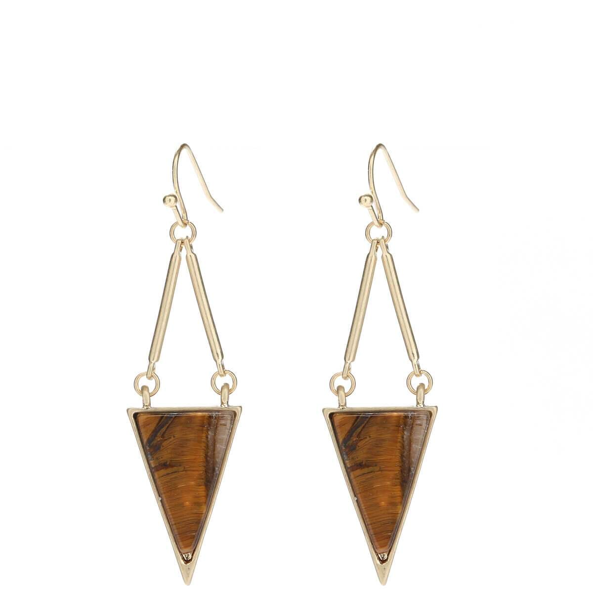 Mia Natural Stone Triangle Earrings Lapis Lazuri Rose Quartz Whit G x G Collective