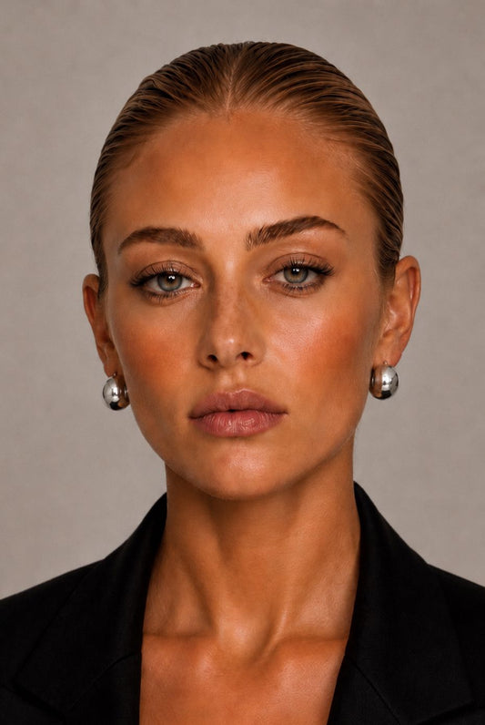 Simone Sterling Silver Huggie thick hoop Earrings