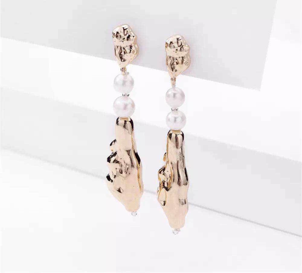 Alexandra Gold and Pearl Freshwater Pearl Earrings