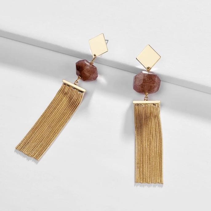 Anna semi-precious natural stone tassel earrings - 3 Colours