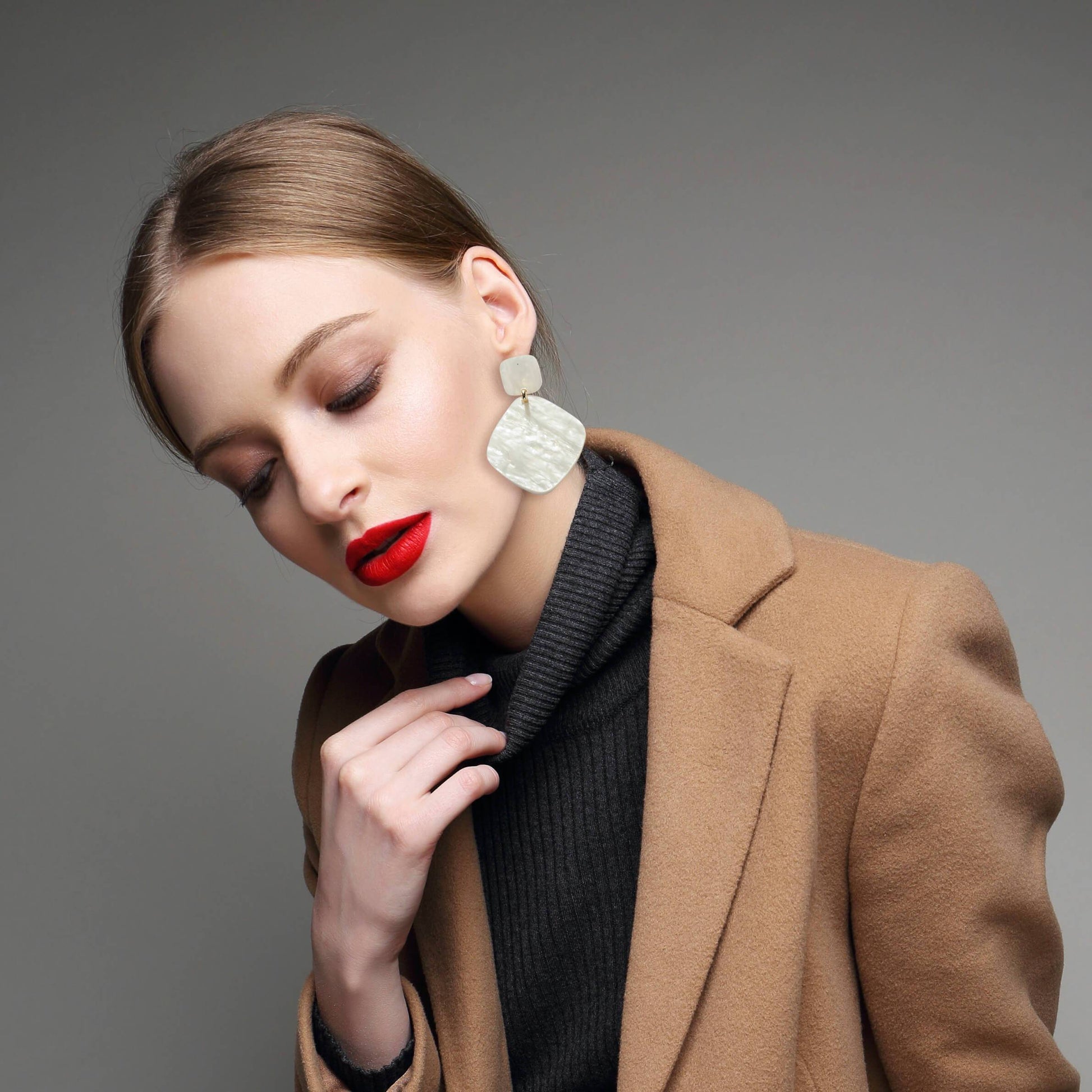 Audrey White resin statement earrings