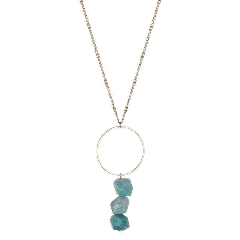 Bella Raw Quartz Necklace - Avail in Pink, Clear, Green, Grey and Blue - G x G Collective