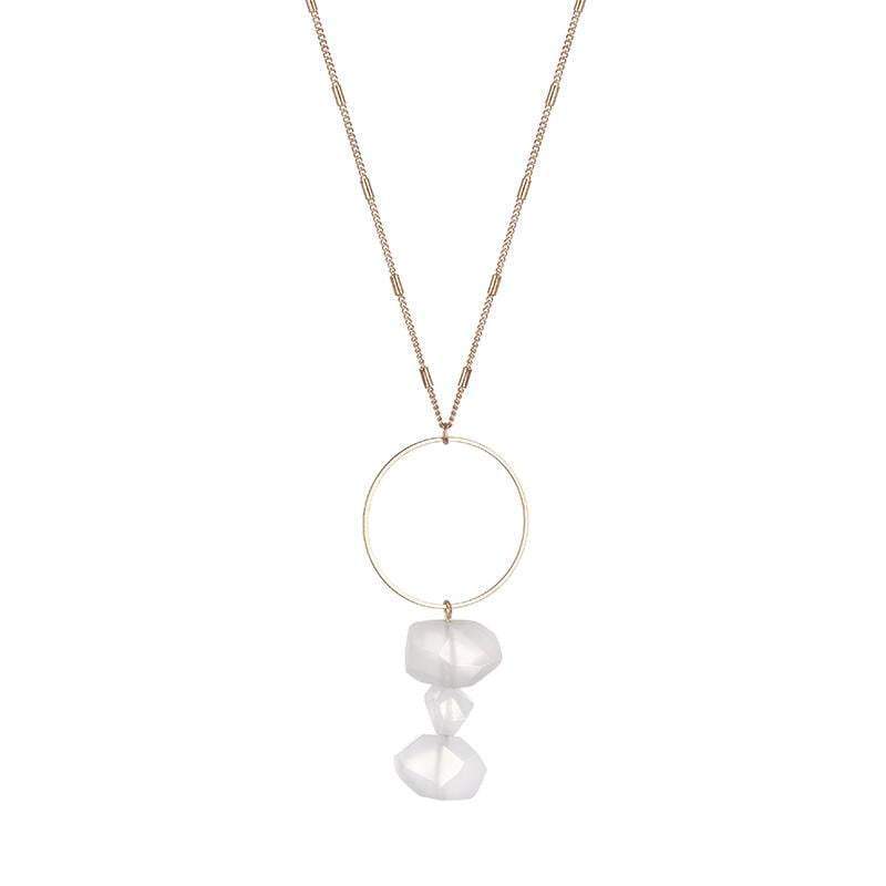 Bella Raw Quartz Necklace - Avail in Pink, Clear, Green, Grey and Blue - G x G Collective