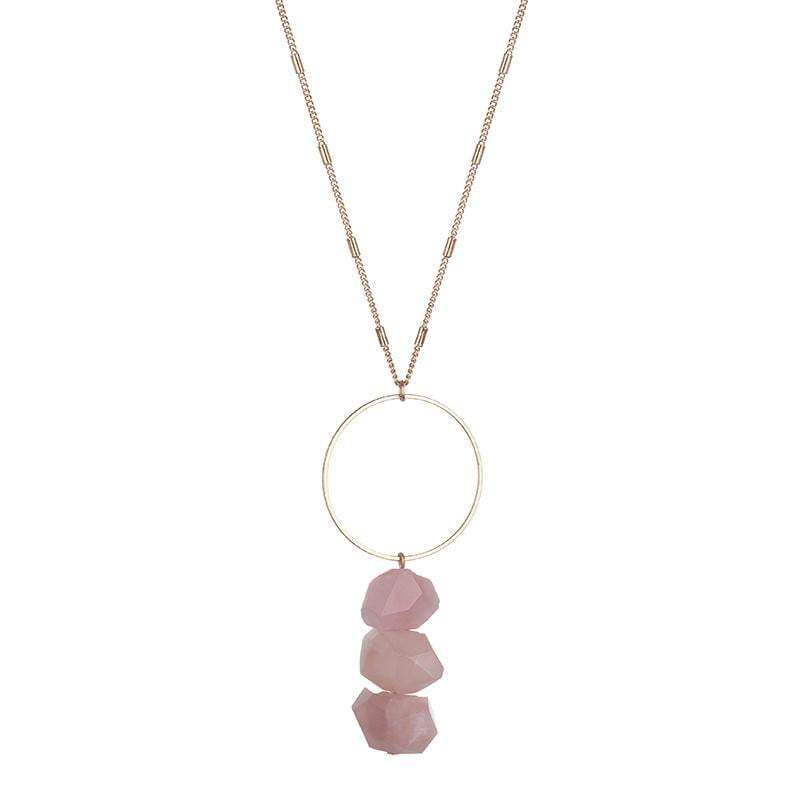 Bella Raw Quartz Necklace - Avail in Pink, Clear, Green, Grey and Blue - G x G Collective