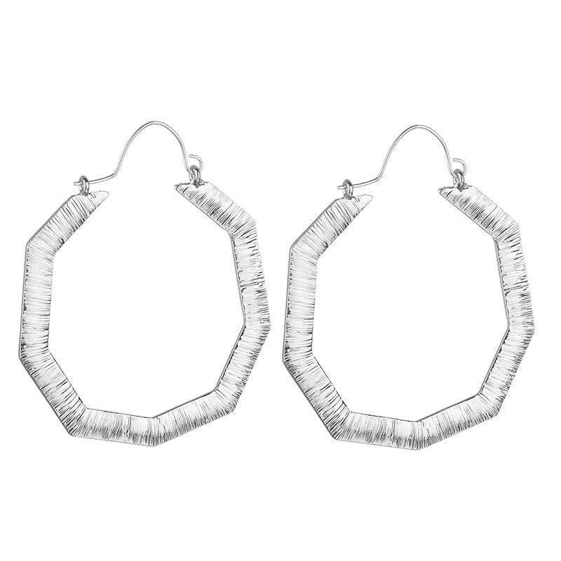 Claire Hexagon large Hoop Earrings Avail in Silver Gold G x G Collective