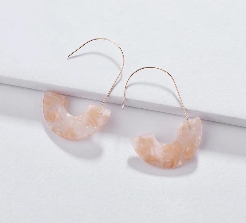 Daria Geometric Resin Earrings - Pink, Grey & Multi Rainbow