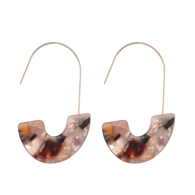 Daria Geometric Resin Earrings - Pink, Grey & Multi Rainbow