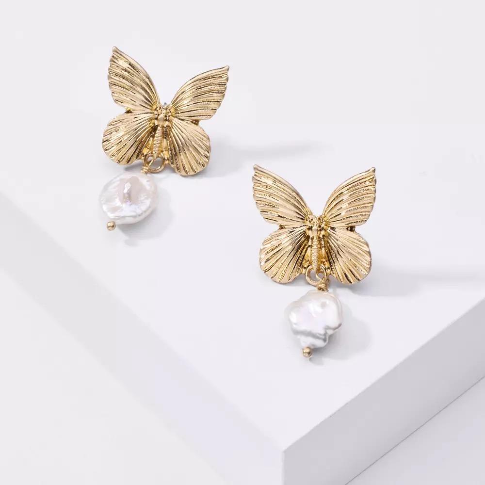 Magna Butterfly Freshwater Pearl Earrings - G x G Collective