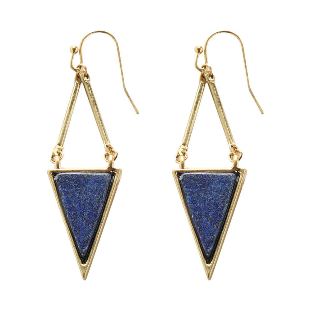 Mia Natural Stone Triangle Earrings - Lapis Lazuri, Rose Quartz & White Howlite - G x G Collective