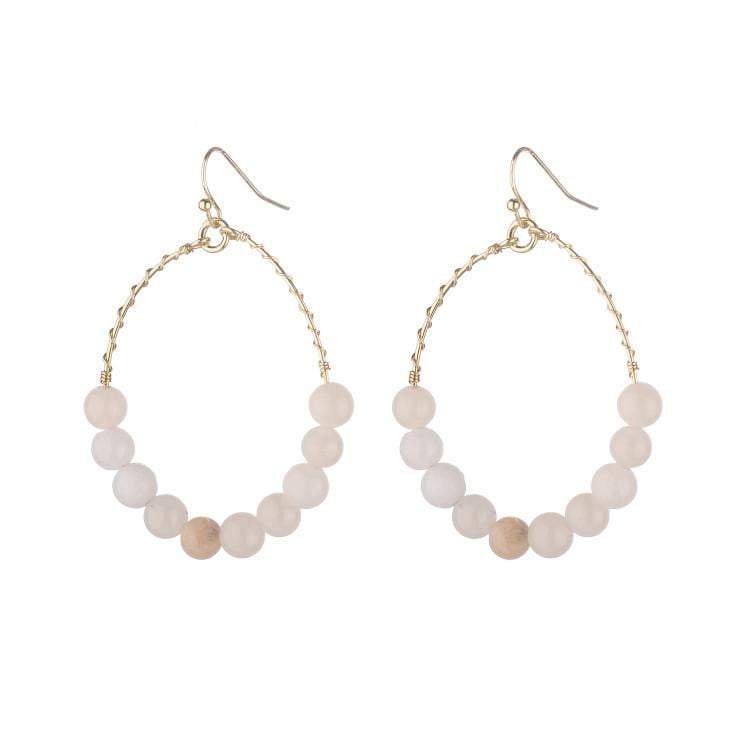 Nicole semi-precious amazonite hoop earrings - Peach - G x G Collective
