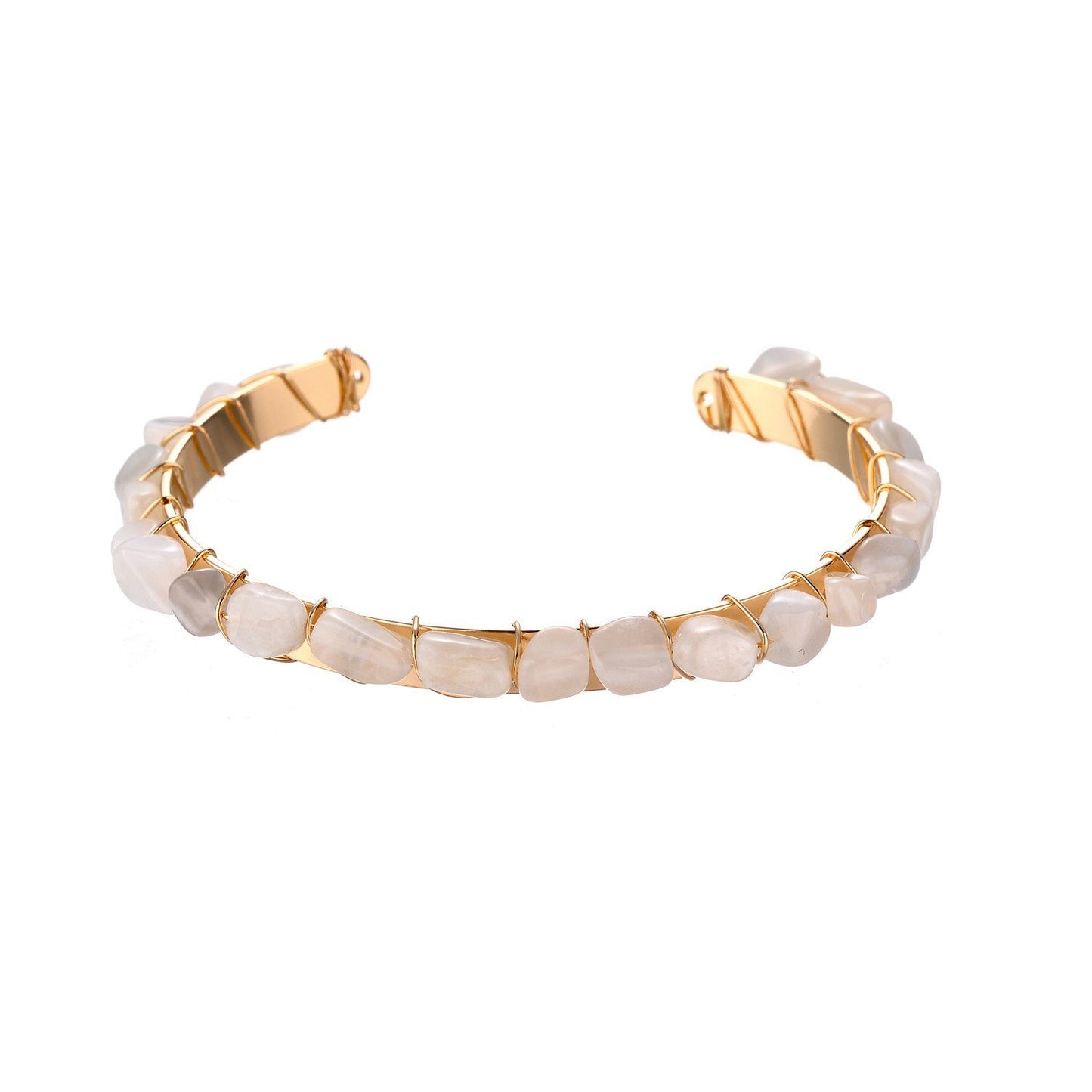Sally Anne Natural stone Cuff bangle - Rose Quartz